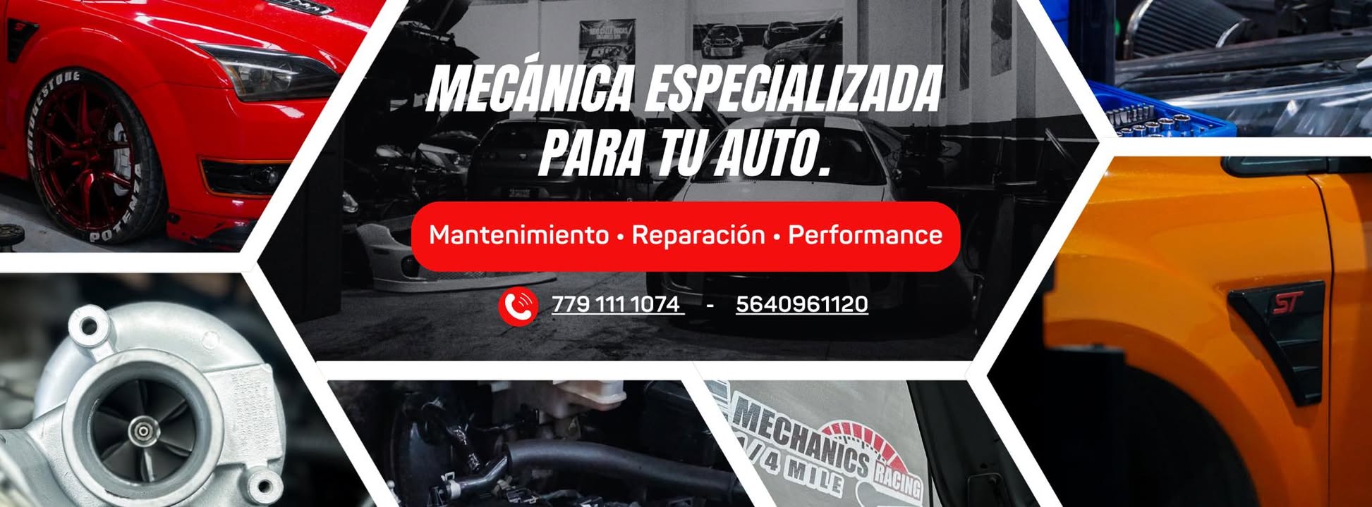 Mechanics Racing 1/4 Mile: mecánica especializada para tu auto. Mantenimiento, reparación y performance. Teléfonos 779 111 1074 y 56 4096 1120.